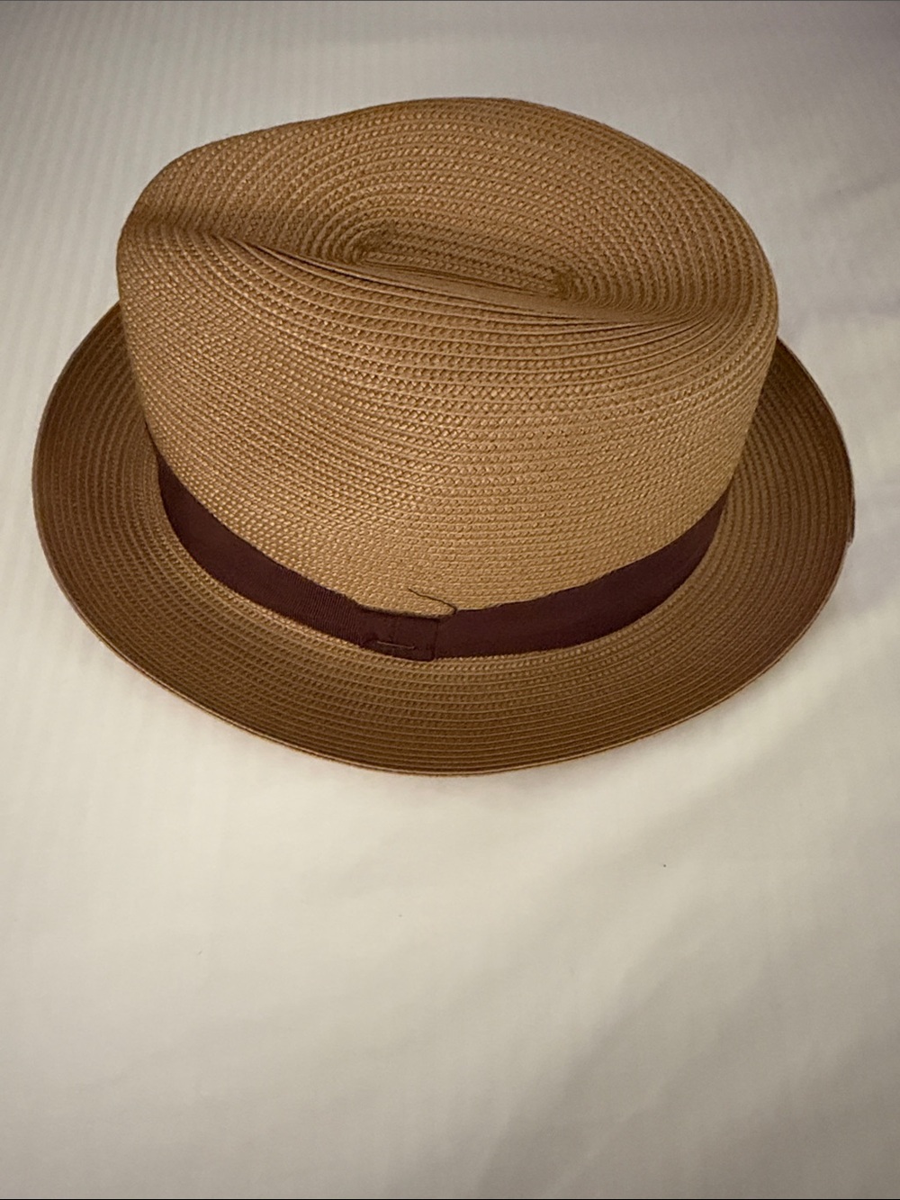 Classic Men's Straw Fedora Hat with Brown Band